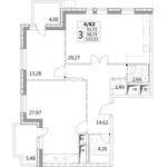 Планировка 3-комнатной квартиры, 103,03 м2