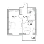 Планировка 1-комнатной квартиры, 42,32 м2
