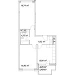 Планировка 2-комнатной квартиры, 64,43 м2