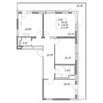 Планировка 3-комнатной квартиры, 98,4 м2