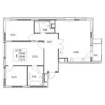 Планировка 3-комнатной квартиры, 107,6 м2
