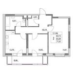Планировка 2-комнатной квартиры, 63,3 м2