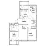 Планировка 3-комнатной квартиры, 105,6 м2