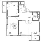 Планировка 3-комнатной квартиры, 82,6 м2