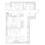 Планировка 3-комнатной квартиры, 67,4 м2