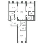 Планировка 3-комнатной квартиры, 108 м2