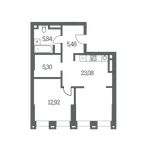 Планировка 1-комнатной квартиры, 52 м2