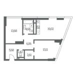 Планировка 2-комнатной квартиры, 66 м2
