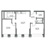 Планировка 2-комнатной квартиры, 62 м2