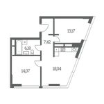 Планировка 2-комнатной квартиры, 60 м2