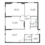 Планировка 3-комнатной квартиры, 94 м2