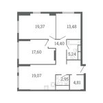 Планировка 3-комнатной квартиры, 96 м2
