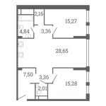 Планировка 2-комнатной квартиры, 82 м2