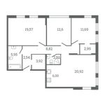Планировка 3-комнатной квартиры, 97 м2