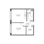 Планировка 1-комнатной квартиры, 44 м2