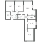 Планировка 3-комнатной квартиры, 115 м2