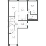 Планировка 3-комнатной квартиры, 111 м2