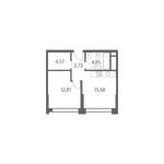 Планировка 1-комнатной квартиры, 40 м2