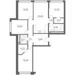 Планировка 4-комнатной квартиры, 117 м2