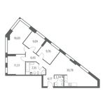 Планировка 4-комнатной квартиры, 100 м2