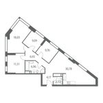 Планировка 4-комнатной квартиры, 99 м2