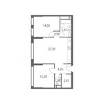 Планировка 2-комнатной квартиры, 71 м2
