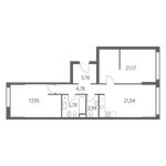 Планировка 2-комнатной квартиры, 78 м2
