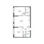 Планировка 2-комнатной квартиры, 72 м2