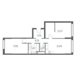 Планировка 2-комнатной квартиры, 78 м2