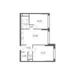 Планировка 2-комнатной квартиры, 69 м2