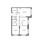 Планировка 3-комнатной квартиры, 70 м2