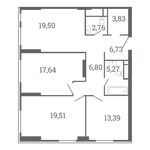 Планировка 3-комнатной квартиры, 95 м2