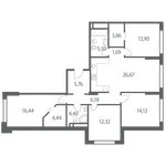 Планировка 4-комнатной квартиры, 114 м2