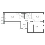 Планировка 3-комнатной квартиры, 80 м2