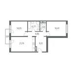 Планировка 2-комнатной квартиры, 75 м2