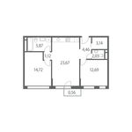 Планировка 2-комнатной квартиры, 67 м2