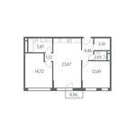Планировка 2-комнатной квартиры, 67 м2