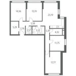 Планировка 3-комнатной квартиры, 113 м2