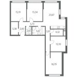 Планировка 3-комнатной квартиры, 117 м2