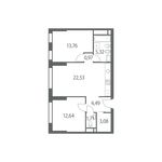 Планировка 2-комнатной квартиры, 64 м2