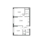 Планировка 2-комнатной квартиры, 64 м2