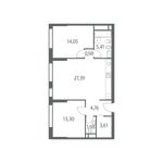 Планировка 2-комнатной квартиры, 71 м2