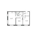 Планировка 2-комнатной квартиры, 58 м2