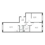 Планировка 3-комнатной квартиры, 80 м2