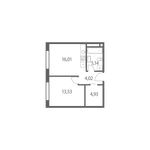Планировка 1-комнатной квартиры, 43 м2