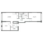 Планировка 2-комнатной квартиры, 73 м2