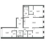 Планировка 3-комнатной квартиры, 108 м2