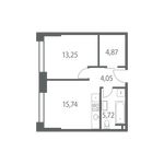 Планировка 1-комнатной квартиры, 43 м2