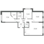 Планировка 3-комнатной квартиры, 107 м2