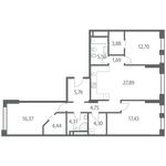 Планировка 3-комнатной квартиры, 109 м2